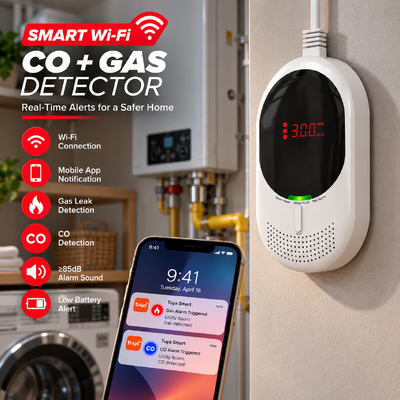 Smart WiFi CO and Gas Detector for Natural Gas LPG Propane Leak and Carbon Monoxide Alarm