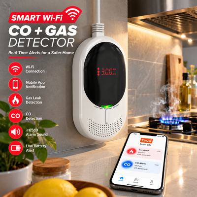 2-in-1 Carbon Monoxide and Combustible Gas Detector with Digital Display for Kitchen and Home