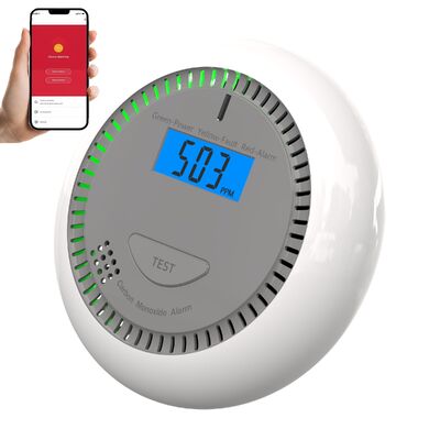 Tuya Smart WiFi Connectivity Carbon Monoxide Detector with Electrochemical Sensor and 10-Year Lifespan CO Alarm